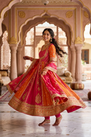 firefly gemini flash premium indian fashion e commerce category banner, beautiful south asian woman wearin 79945